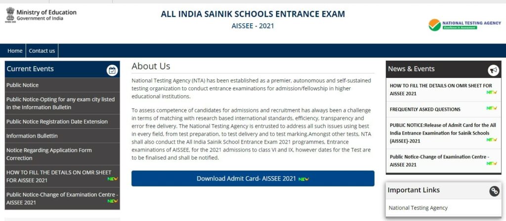 Sainik School Result 2021