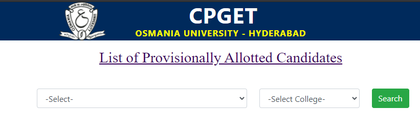 TS CPGET Provisionally Allotment Candidates