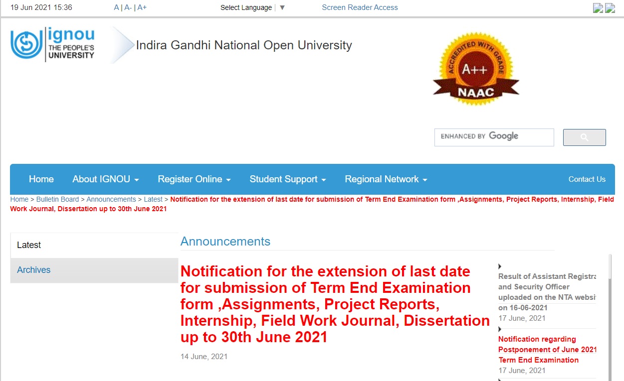 ignou ac in online assignment submission