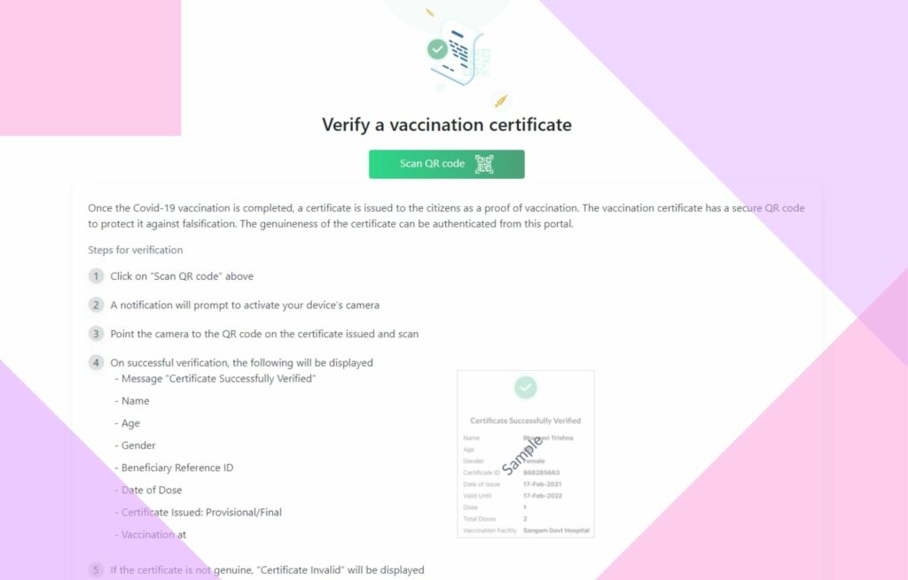 Cowin Certificate Verification
