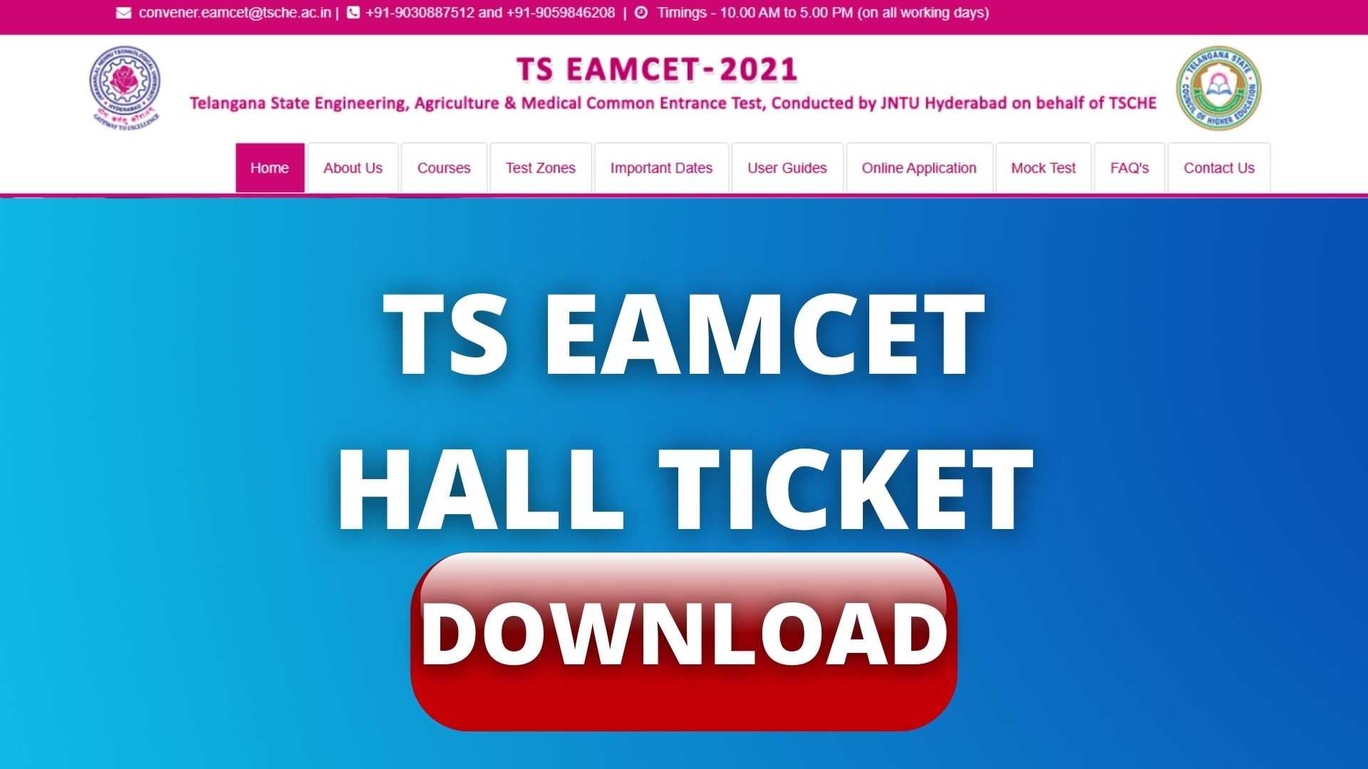 TS EAMCET Hall Ticket 2022 eamcet.tsche.ac.in Admit Card Download