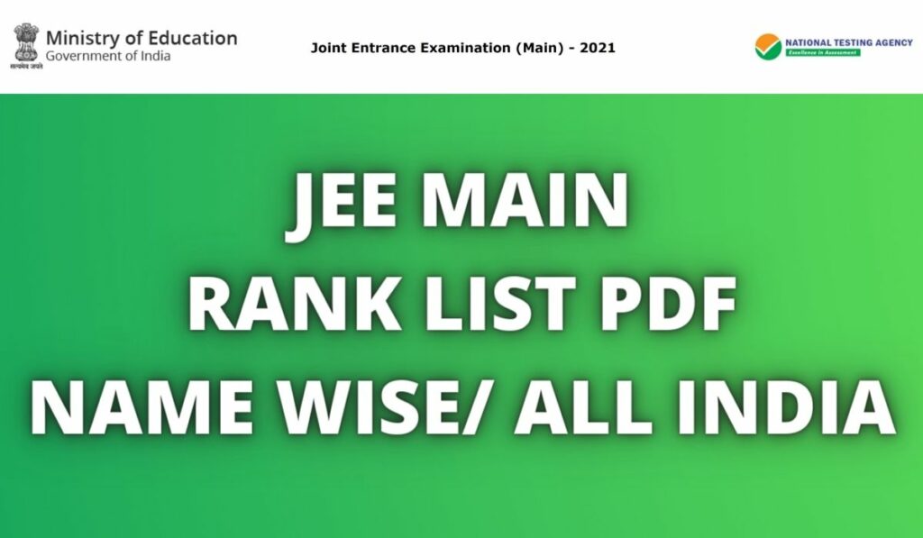 JEE MAIN RANK LIST PDF