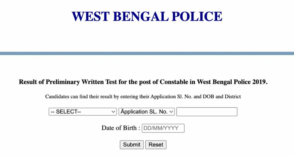 WB Police Constable Result 2022